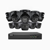 EL200 - 1080p 16 Kanal außen Kabelgebunden Überwachungskamera-Set mit 5 Bullet Kameras & 5 Turm Kameras, intelligenter DVR mit Erkennung von Menschen & Fahrzeugen, 20 Meter Infrarot-Nachtsicht, 4-in-1-Ausgangssignal, IP67
